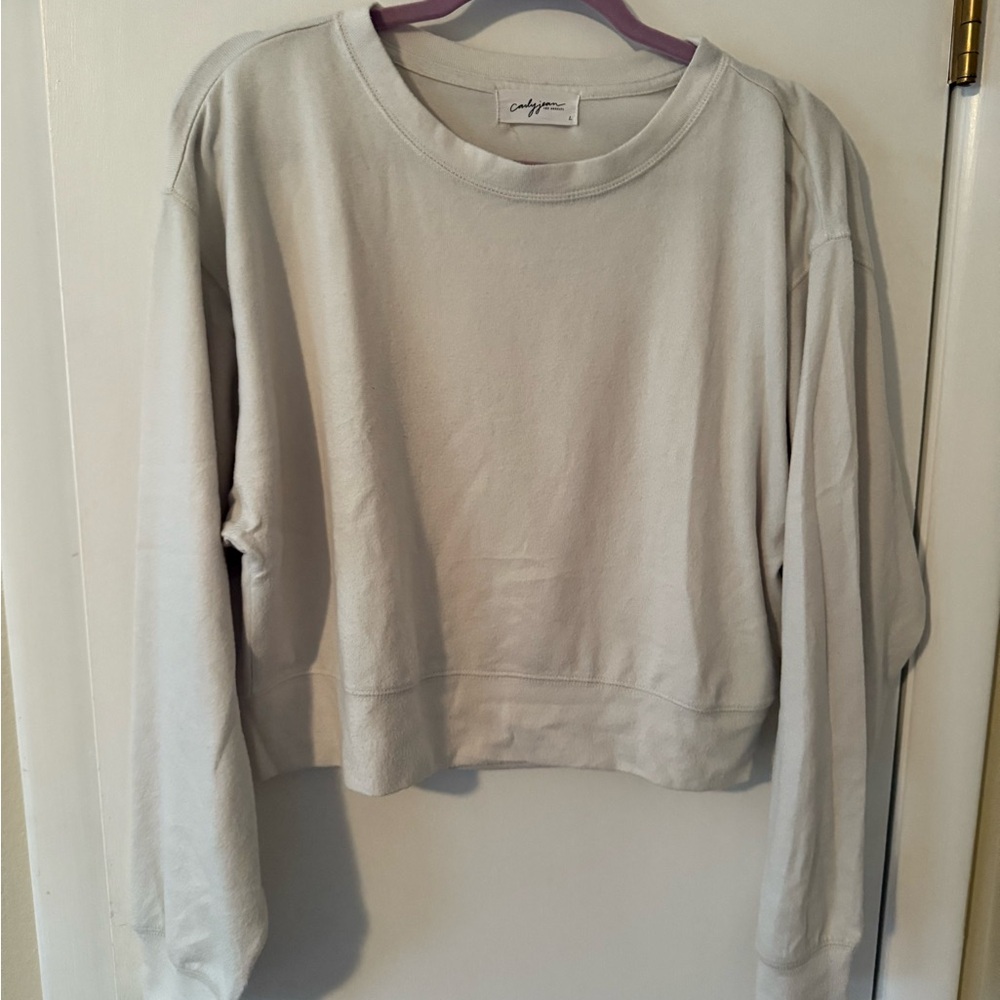 CJLA Cozy White Cropped Crewneck